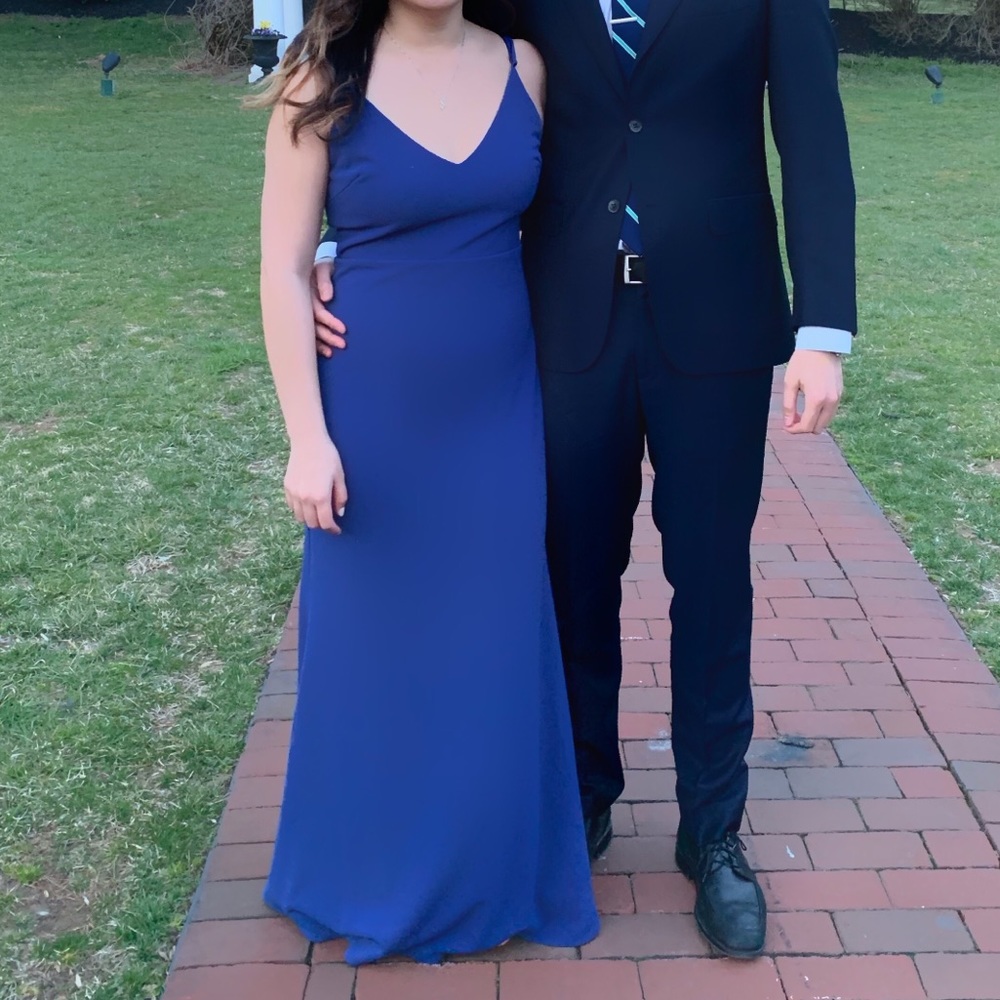 LULU’S INFINITE GLORY SLATE BLUE MAXI DRESS
